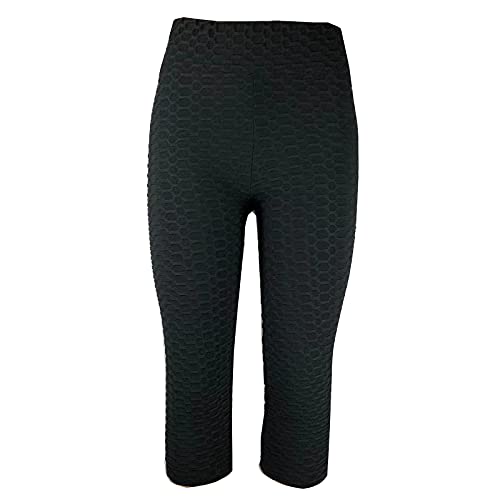 BCCSK Women's High Waist Crossover Stacked Pants Hip-Lifting Leggings Capri Pants (Black, XL)