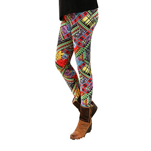 BCCSK High Stretch Leggings for Women No See Through Printed Yoga Control Capri Workout Running Reg&Plus (YP41, Plus)