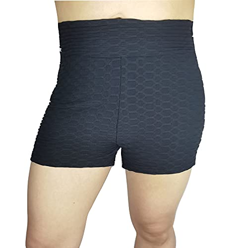 BCCSK Yoga High Waist Shorts Pants Peach Lift Stacked Leggings Hot Pants (Black, S)